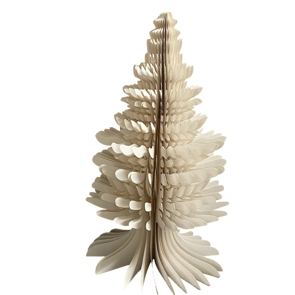 Large 34" Paper Honeycomb Tree Ivory Indoor Holiday Christmas Home Decoration